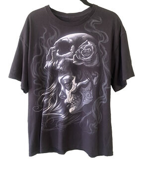 Liquid Blue Shirt Mens XL Black Dia De Los Muertos Sugar Skull Punk Graphic Tee